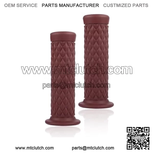2PCS Motorcycle Grips,Anti-Slip Rubber Motorcycle Handlebar Grips with Stylish Retro Design,Universal Dirt Bike Grips Fits Motorcycle Bicycle ATV with 7/8" 22mm/24mm Handles (Dark Brown)