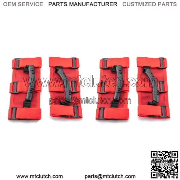 4Pcs UTV 1.5"-3" Roll Bar Red Grab Handle Grips For Honda Pioneer 500/700/1000 For: More than one vehicle