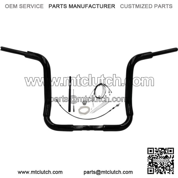 Black 14" Round Top Handlebar Kit 2021-2022 Harley Touring FLHT CVO