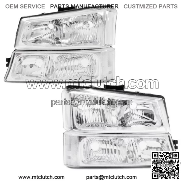 Chrome Clear Corner Headlights+Signal Bumper Lamp Fit For 03-06 Chevy Silverado (For: More than one vehicle)