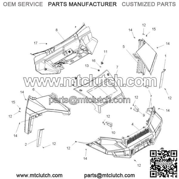 Polaris Center Access Hood, Turbo Silver, Genuine OEM Part 5439755-402(For: Polaris) - Image 2