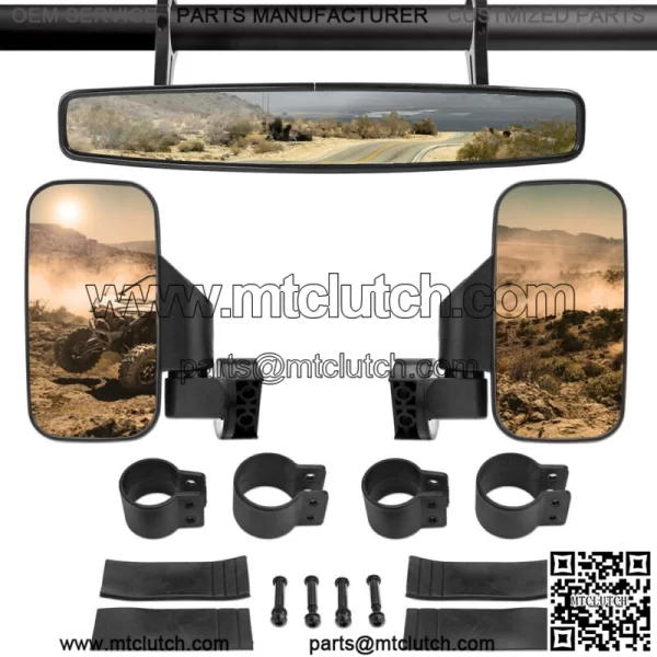 1.75" Side & Rear View Mirrors Set For Polaris RZR 800 XP1000 900 Yamaha UTV USA For: More than one vehicle - Image 2