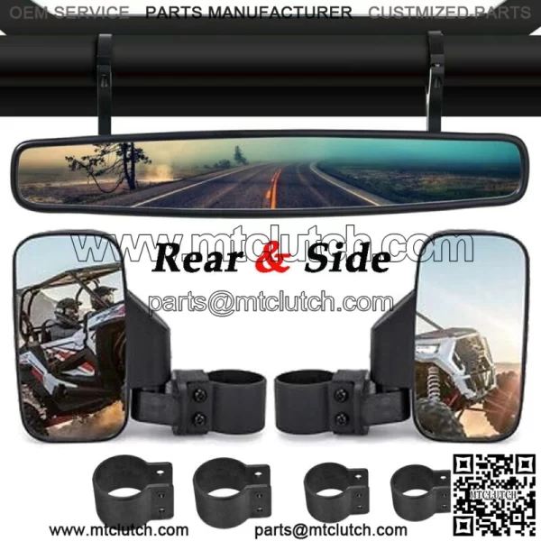 1.75" Rear & Side View Mirrors Set For UTV Rhino Polaris Ranger Kawasaki Gator For: More than one vehicle - Image 2