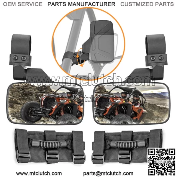 Rear Side View Center Mirror Set 1.75" 2" Clamp For Kawasaki Teryx-4 Mule 1000 For: More than one vehicle