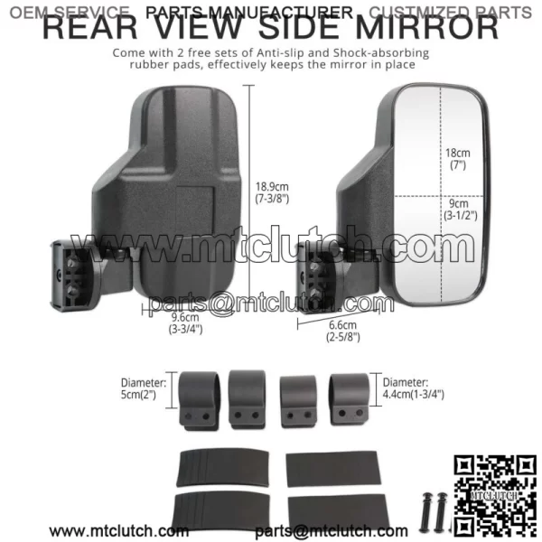 UTV 1.75" -2" Roll Bar Rearview Side Mirrors For Kawasaki Teryx KRX 1000 750 800 For: More than one vehicle - Image 3