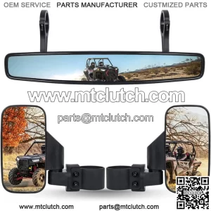 Wide Rear View Side Mirrors Set For Polaris Ranger RZR XP Crew 570 800 900 1000 (Fits: Yamaha Rhino 660)