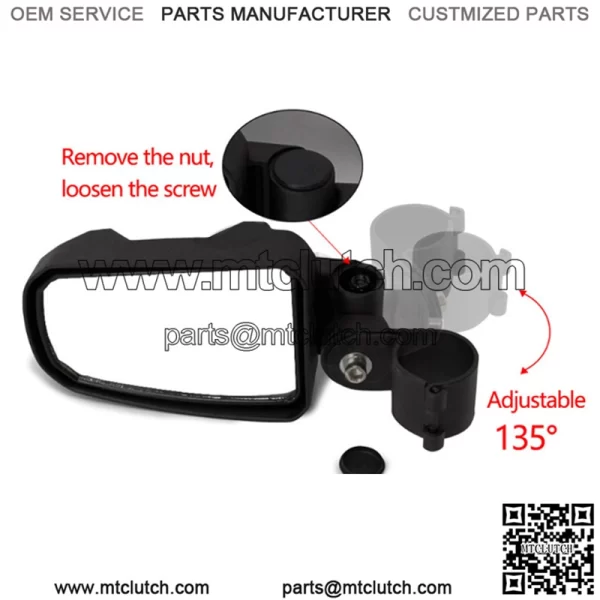 UTV/ATV Rearview Mirror Large Field Mirror With 2" Bracket For All Mountain Bike - Image 2