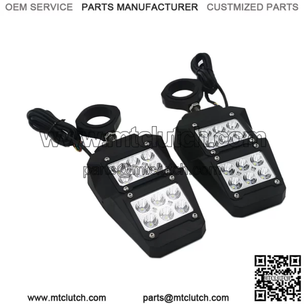 For UTV Polaris RZR 1.75"-2" Roll Cage Rear View Side Mirrors with LED Lights - Image 2
