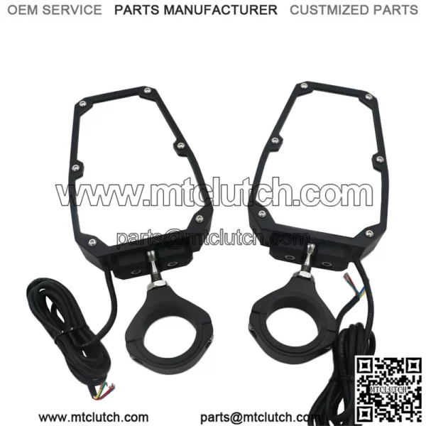 For UTV Polaris RZR 1.75"-2" Roll Cage Rear View Side Mirrors with LED Lights - Image 3