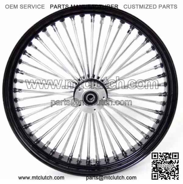 21 3.5 52 Mammoth Fat Stainless Spoke Front Wheel Black Rim 00-07 Harley Touring (For: Harley-Davidson)