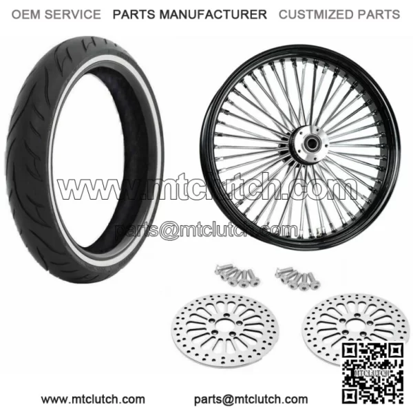 21 3.5 Black 46 Fat King Spoke Wheel Package WW Dual Disc Harley Touring 2008+ (For: Harley-Davidson)