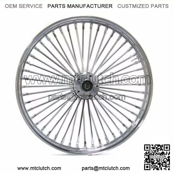 Chrome 26" X 3.5" 48 Fat King Spoke Front Wheel Rim Harley Touring Single Disc (For: Harley-Davidson)