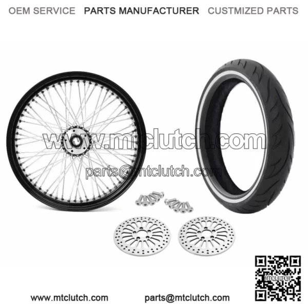 21 3.5 60 Black Spoke Front Wheel Black Tire Harley Touring Package 00-07 DD WW (For: Harley-Davidson)