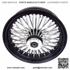 16 x 3.5 48 Fat King Spoke Front Wheel Black Rim Dual Disc Harley Touring Bagger (For: Harley-Davidson)