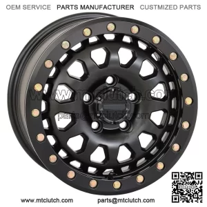 System 3 SB-6 Beadlock 15" Wheels Black 6+1 Polaris RZR Turbo R & Pro R For: Polaris