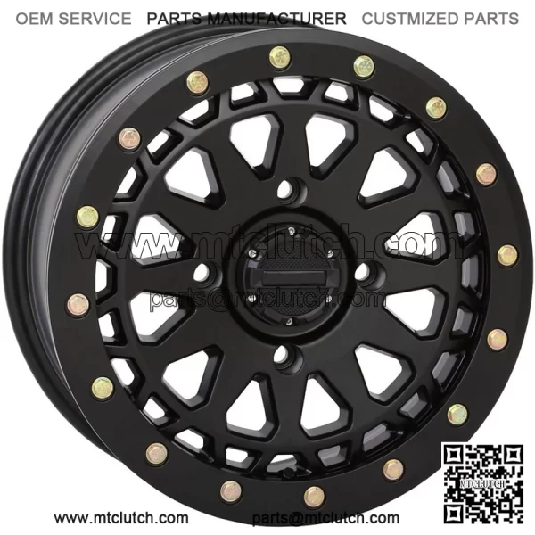 System 3 SB-6 Beadlock 15" Wheels Black 6+1 Polaris RZR Turbo S / RS1 4 For: Polaris
