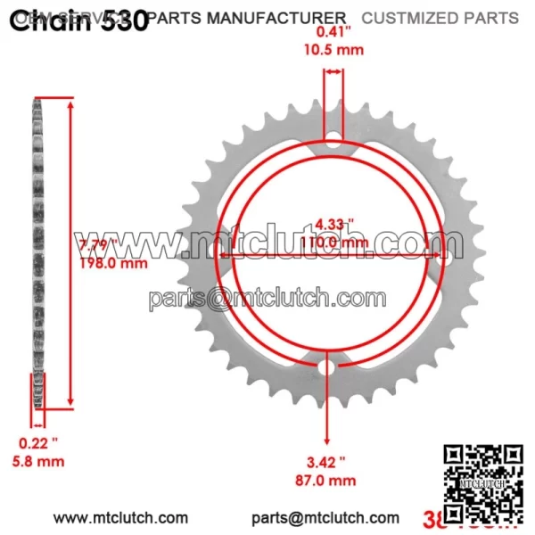 Rear Sprocket for Yamaha Raptor 700 YFM700 YFM700R 2006-2016 / YFZ450X 2010 2011 (For: Yamaha Raptor 700) - Image 2