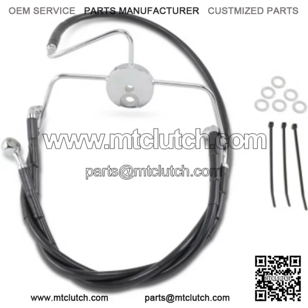 4 Extended Length Black Vinyl Upper Lower Brake Line Kit Harley Touring 94-07 (For: Harley-Davidson)