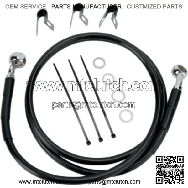 8 52 1/4 Extended Length Black Vinyl Upper Brake Line Harley Softail 00-07 (For: Harley-Davidson)