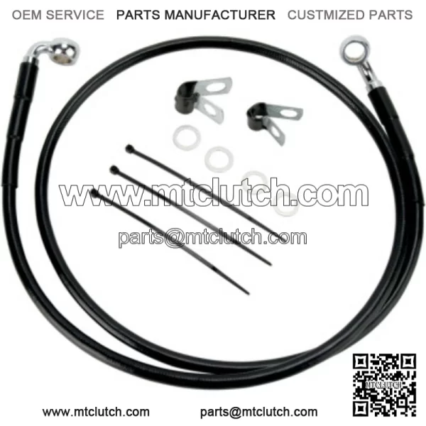 4 45 Extended Stock Length Black Vinyl Upper Brake Line Kit Harley Dyna 01-05 (For: Harley-Davidson)