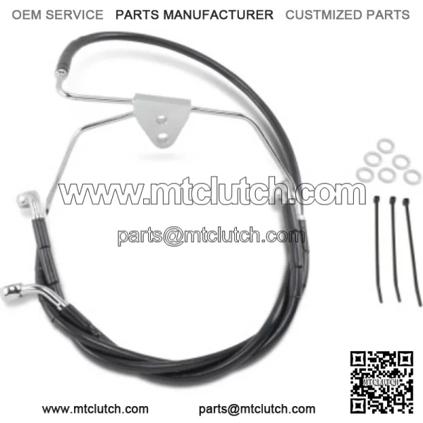 2  Extended Length Black Vinyl Upper Lower Brake Line Kit Harley Touring 96-07 (For: Harley-Davidson)