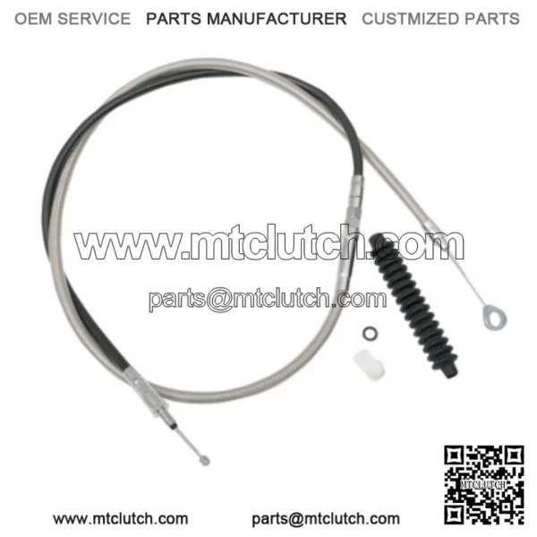 74 11/16" Braided Stainless Extended Clutch Cable Harley Softail Dyna Touring XL (For: Harley-Davidson)