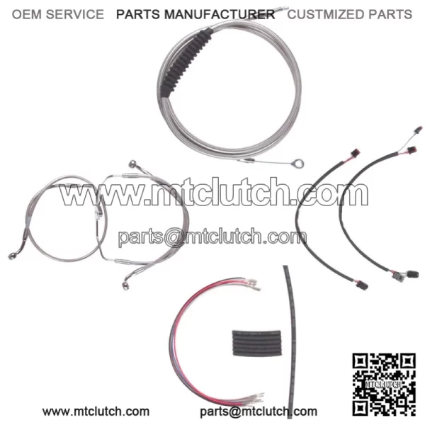 Stainless Cable & Brake Line Cmpt Kit 18" Apes 2014-2016 Harley Road King No ABS (For: Harley-Davidson)