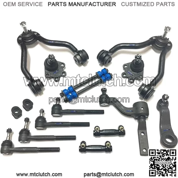 PartsW -16 Pc Complete Suspension Kit Adjusting Sleeves, Tie Rod Ends, Lower Ball Joints (Bolt On Types), Idler & Pitman Arms, Sway Bar End Links, Upper Control Arms