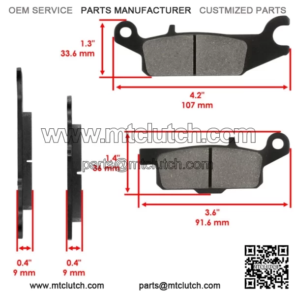 Front and Rear Brake Pads for Yamaha Grizzly 700 YFM700F 2007-2020 (For: Yamaha) - Image 2