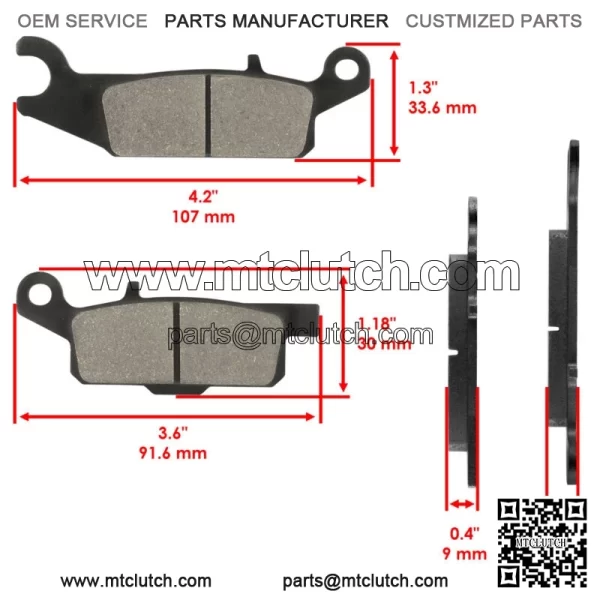 Front and Rear Brake Pads for Yamaha Grizzly 700 YFM700F 2007-2020 (For: Yamaha) - Image 3