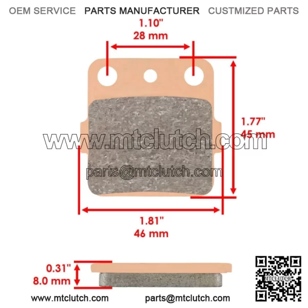 Front Brake Pads for Honda TRX420 TRX 420 Rancher 2007-2019 / 06435-HP7-A01 (For: Honda) - Image 2