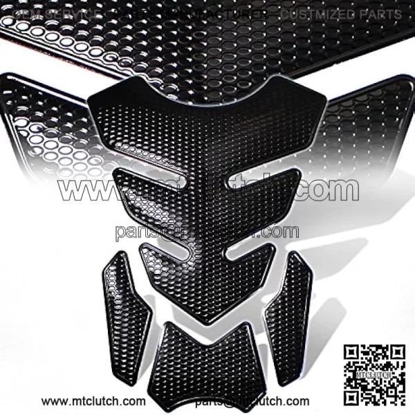 3D 4-Piece Customize Fuel Tank Pad Decal / Sticker Perforated Black w/Black Trim