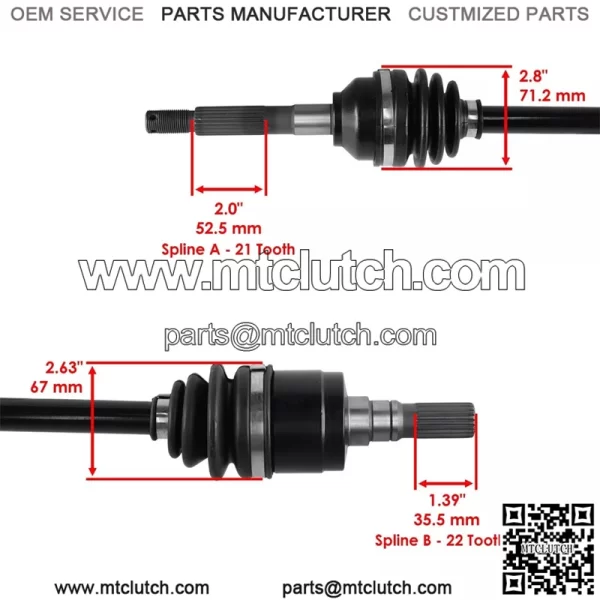 for Kubota K7561-15300 K7561-15310 Front Right Left Complete CV Joint Axle - Image 2