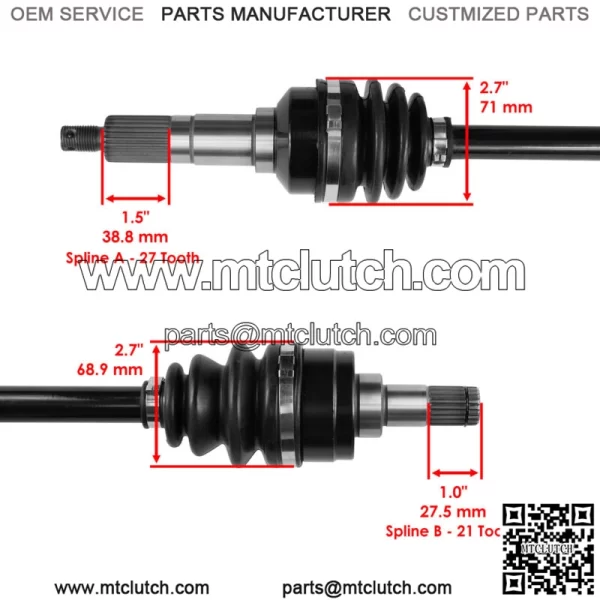 Front Left Complete CV Joint Axle for Yamaha Kodiak 400 YFM400FW 4WD 1993-1998 - Image 3