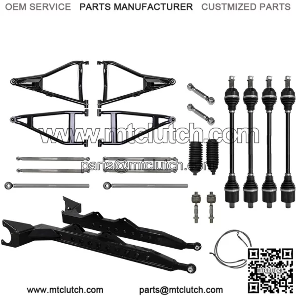 3" Chromoly Long Travel Kit for Polaris RZR XP Turbo (2016+) - Black - Includes Rhino 2.0 Axles, A Arms, Ball Joints, Trailing Arms, and more