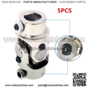 Steering U Joint Coupler Chrome Single U-Joint Shaft 3/4" DD X 3/4" DD 5PC