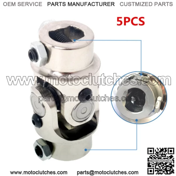 Steering U Joint Coupler Chrome Single U-Joint Shaft 3/4" DD X 3/4" DD 5PC