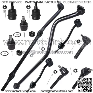 Front 11pc Suspension Kit for 1997-2006 Jeep Wrangler TJ, 4 Ball Joints 3 Tie Rods 2 Sway Bars 1 Drag Link 1 Track Bar 1998 1999 2000 2001 2002 2003 2004 2005 Replacement