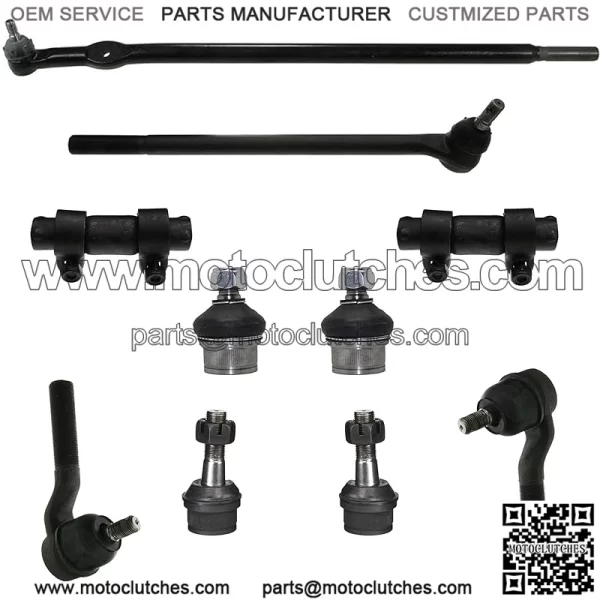 10 Pc Front Suspension Kit Drag Link For Ford F-250 1985 4WD/ F-250 1986-1994 4WD, Inner & Outer Tie Rod Ends, Adjusting Sleeves and Upper & Lower Ball Joints