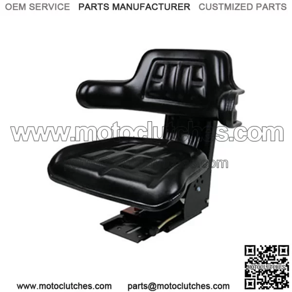 Tractor Seat with Backrest Black Base & Slid Track Mower Forklift Seating