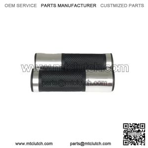 1 Pair 7/8" CNC Motorcycle Bike ATV Sports Aluminum Rubber Gel Hand Grips Handlebar Cafe Racer End Bar (Titanium)