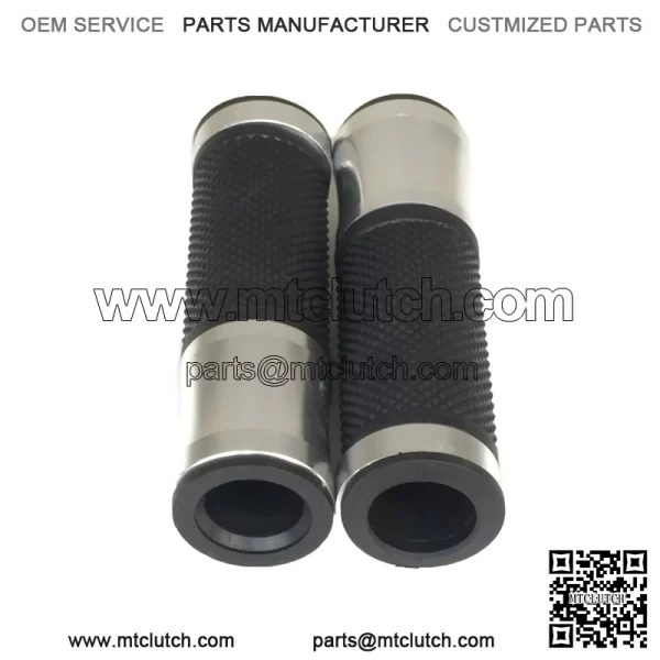 1 Pair 7/8" CNC Motorcycle Bike ATV Sports Aluminum Rubber Gel Hand Grips Handlebar Cafe Racer End Bar (Titanium) - Image 2