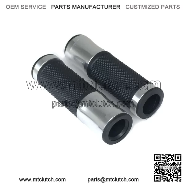 1 Pair 7/8" CNC Motorcycle Bike ATV Sports Aluminum Rubber Gel Hand Grips Handlebar Cafe Racer End Bar (Titanium) - Image 3