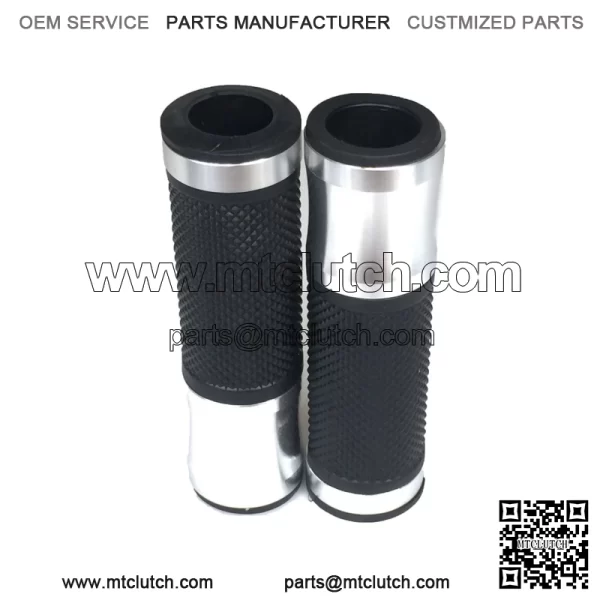 1 Pair 7/8" CNC Motorcycle Bike ATV Sports Aluminum Rubber Gel Hand Grips Handlebar Cafe Racer End Bar (Titanium) - Image 4