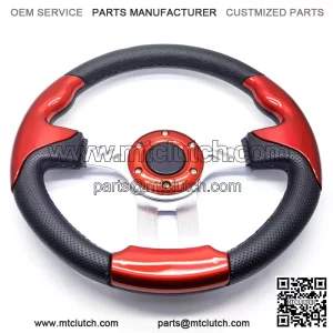 Universal 13" Steering Wheel Red & Black for Club Car, E-Z-GO & Yamaha Golf Cart