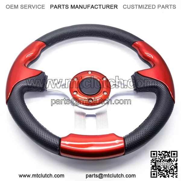 Universal 13" Steering Wheel Red & Black for Club Car, E-Z-GO & Yamaha Golf Cart