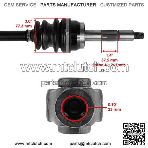 Polaris Scrambler 500 1997-1998 Front Right CV Joint Axle (BTB 138 Stamped) - Image 3